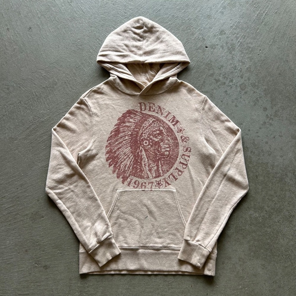 Vintage Denim & Supply Ralph Lauren Indian Head Sweatshirt Size Small Tan Hoodie